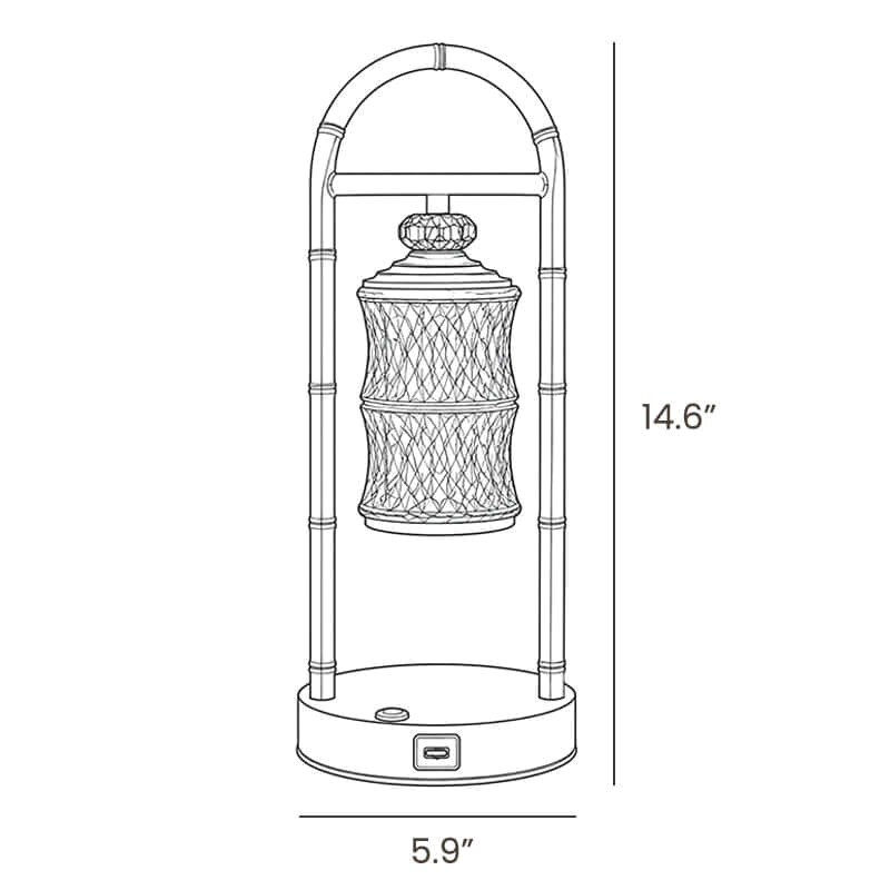 Dimension drawing of this Clérachic table lamp, with its 37 cm height and 15 cm base width marked.