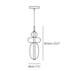 Clérachic pendant light dimension drawing, Model C, 54.5 cm tall and 18 cm wide, every measurement marked in centimetres and inches.
