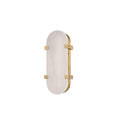 Cut-out view of this Clérachic wall light in aged brass, showing the veined alabaster shade and brass clips on a white backdrop.