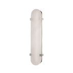 Cut-out view of the taller version of this Clérachic wall light, a long alabaster capsule held by four polished nickel clips.