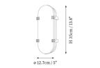 Dimension drawing of this Clérachic wall light, with its height and width marked.
