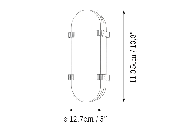 Dimension drawing of this Clérachic wall light, with its height and width marked.