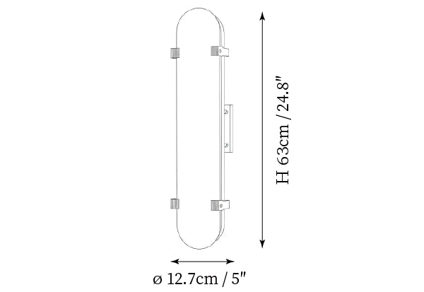 Dimension drawing of the taller version of this Clérachic wall light, with its height and width marked.