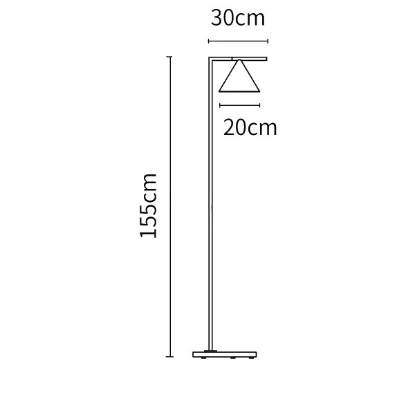 Dimension drawing for the Captain Flint Floor Lamp from Clérachic, with height and width marked in centimetres.