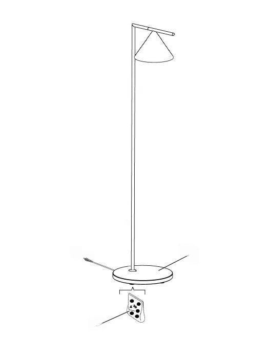 Assembly diagram for the Captain Flint Floor Lamp from Clérachic, showing the base plate and the fixing hardware numbered in order.