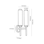 Clérachic wall light dimension drawing, 2, every measurement marked in centimetres and inches.