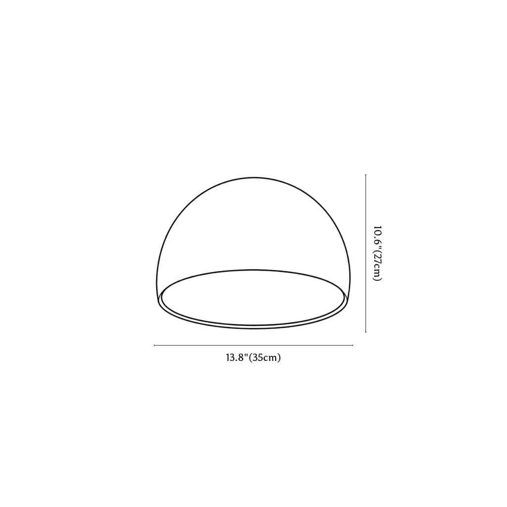 Clérachic ceiling light dimension drawing, 1 of 4, every measurement marked in centimetres and inches.