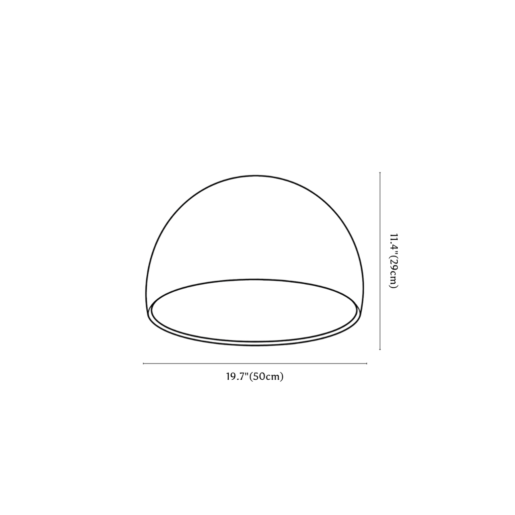 Clérachic ceiling light dimension drawing, 2 of 4, every measurement marked in centimetres and inches.