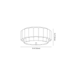 Clérachic ceiling light dimension drawing, 2, every measurement marked in centimetres and inches.