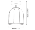 Clérachic ceiling light dimension drawing, 1 of 2, every measurement marked in centimetres and inches.
