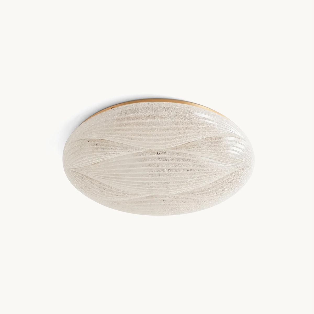 A round Clérachic ceiling light with a ribbed, frosted-glass look shade and a thin gold rim, unlit on a plain off-white backdrop.