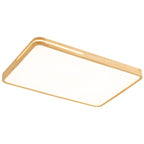 Large rectangular ceiling light from Clérachic with a pale wood frame and a bright frosted panel, shown on white.
