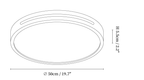 Dimension drawing of this Clérachic ceiling light, with its 50 cm diameter and 5.5 cm height marked.