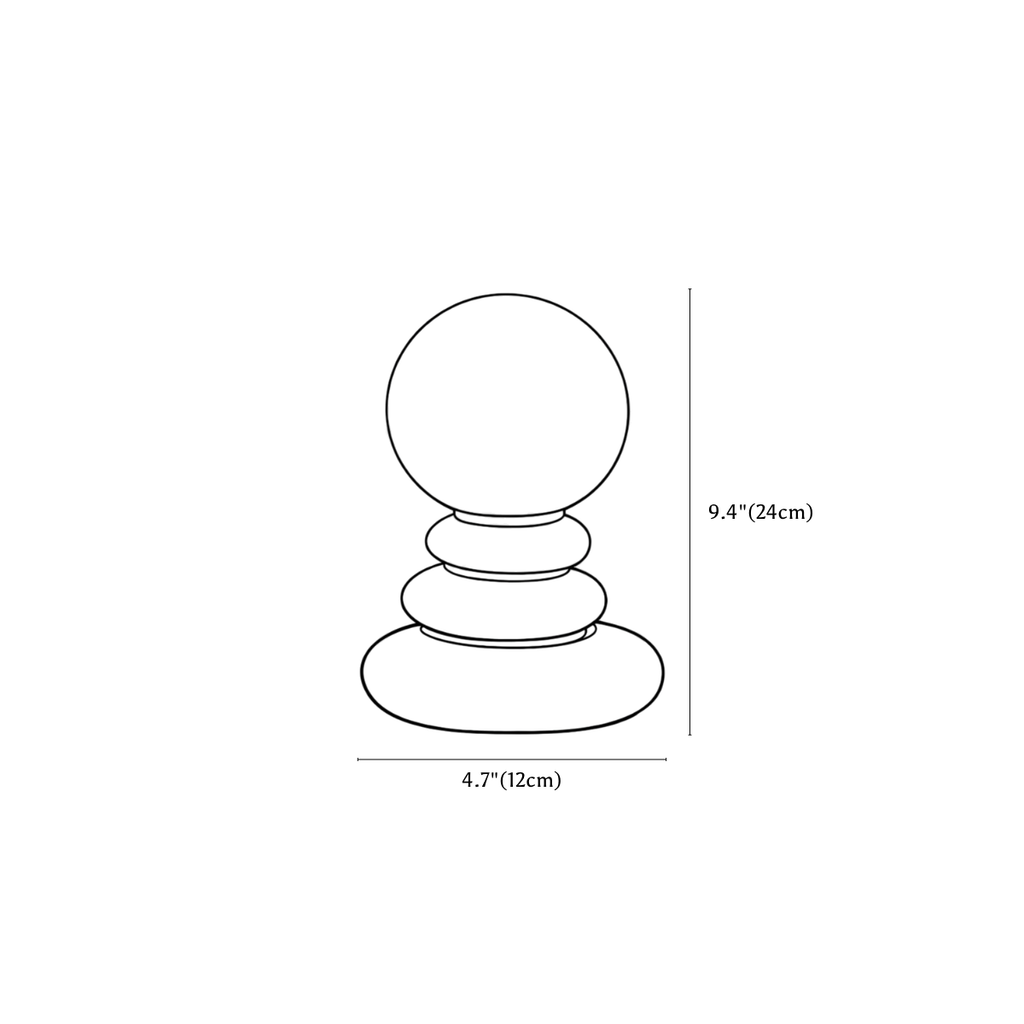 Clérachic table lamp dimension drawing, every measurement marked in centimetres and inches.