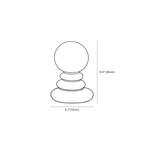 Clérachic table lamp dimension drawing, every measurement marked in centimetres and inches.