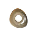 This Clérachic pebble-shaped wall light on a white backdrop, with a taupe ceramic dish and a round white globe at its centre.