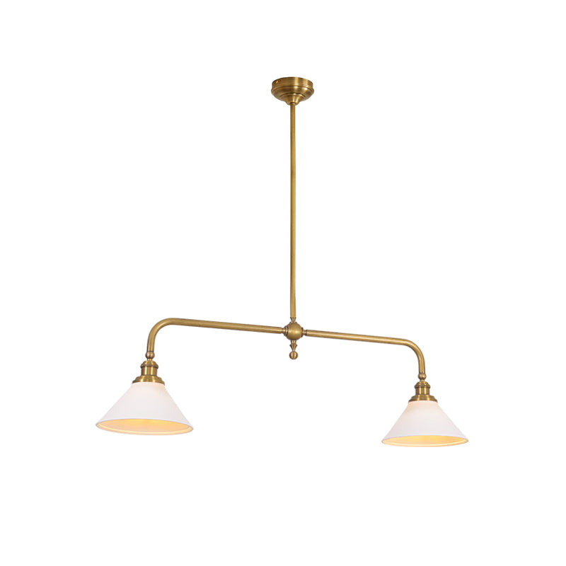 Clérachic pendant light on a plain white backdrop, photographed head-on with the ceiling canopy, rod and crossbar all in frame.