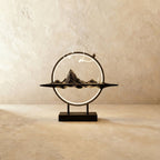Clérachic Mountain-finish incense burner lamp, a dark ridged peak on a slim tray with incense smoke rising through its ring.