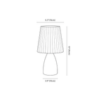 Clérachic table lamp dimension drawing, every measurement marked in centimetres and inches.
