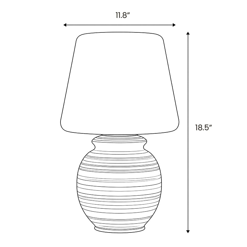 Dimension drawing of this Clérachic table lamp, with its height and width marked.