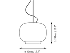 Dimension drawing of this Clérachic pendant, with its 31 cm height and 40 cm diameter marked.