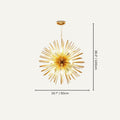 Clérachic gold spike chandelier on a plain ground with a 50 cm width and a 100 cm overall height marked.
