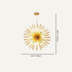 Clérachic gold spike chandelier on a plain ground with a 58 cm width and a 100 cm overall height marked.