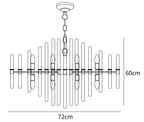 Dimension drawing of this Clérachic chandelier, with its 72 cm width and 60 cm height marked.
