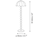 Dimension drawing of this Clérachic floor lamp, with its 160 cm height and 40 cm base diameter marked.