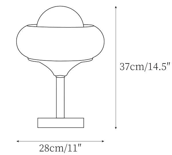 Dimension drawing of this Clérachic table lamp, with its height and width marked.