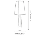 Dimension drawing of this Clérachic floor lamp, with its height and width marked.
