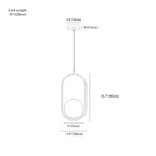 Clérachic pendant light dimension drawing, Oval, 20 cm, every measurement marked in centimetres and inches.