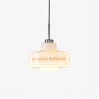 Clérachic pendant with a white glass shade and orange lattice print, cut out on a plain white background.