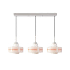 Drawing of a Clérachic three-head pendant on a rectangular canopy, with each shade hung on a slim cord.