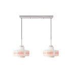 Drawing of a Clérachic two-head pendant on a slim rectangular canopy, with each shade hung on a slim cord.