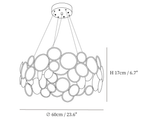 Dimension drawing of this Clérachic chandelier, with its 17 cm height and 60 cm diameter marked.