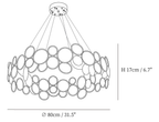 Dimension drawing of this Clérachic chandelier, with its 17 cm height and 80 cm diameter marked.