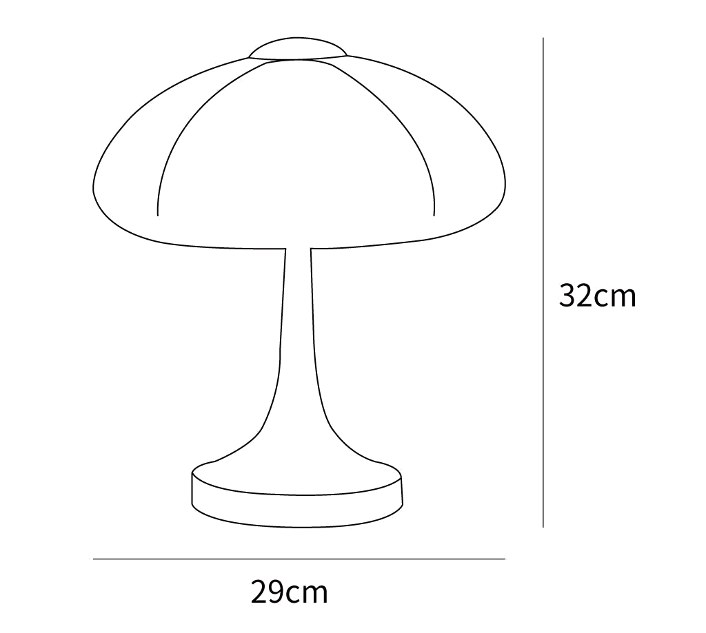 Dimension drawing of this Clérachic table lamp, with its height and width marked.