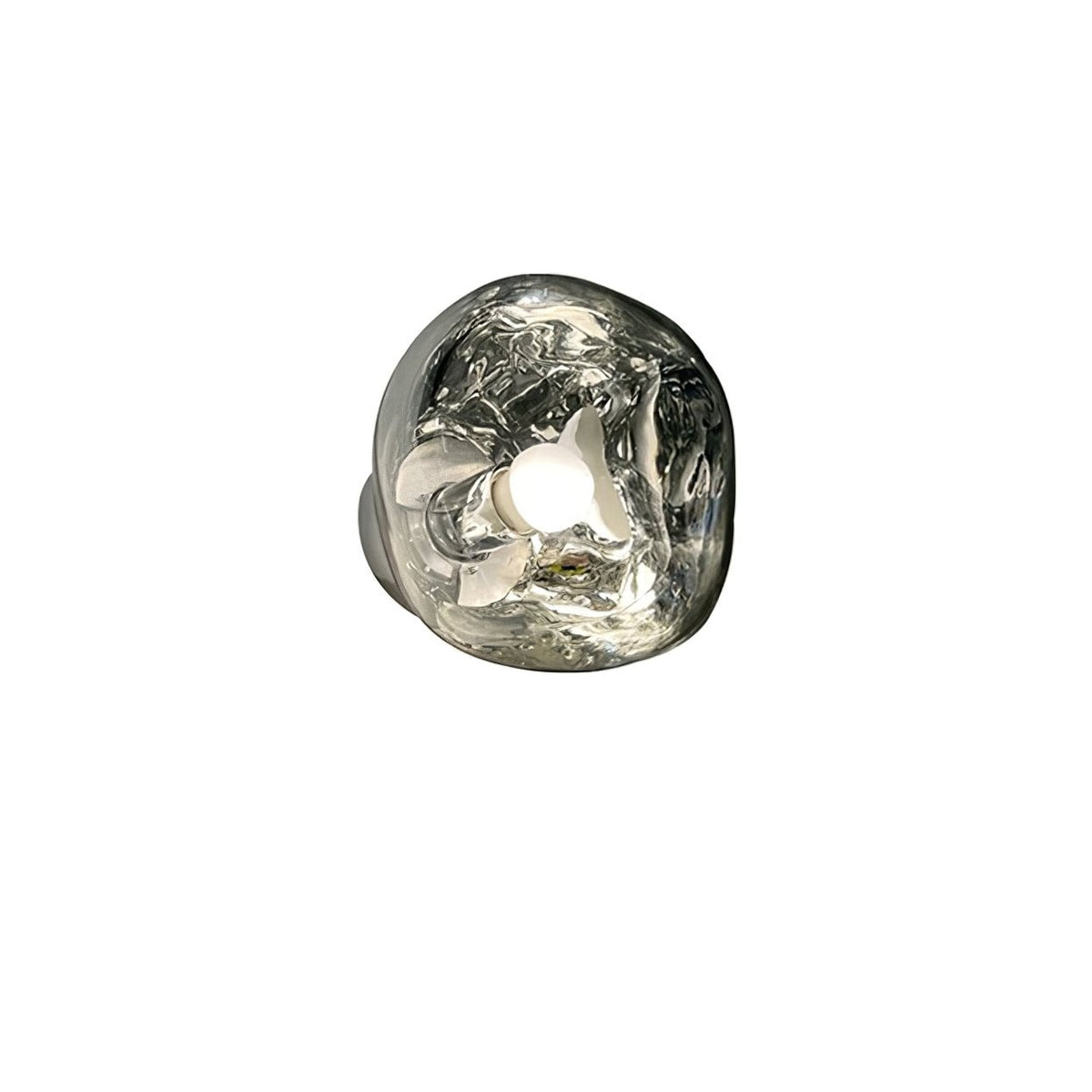 A Clérachic wall light with a mirror-silver melted-glass shade, shown from the front on a plain white background.