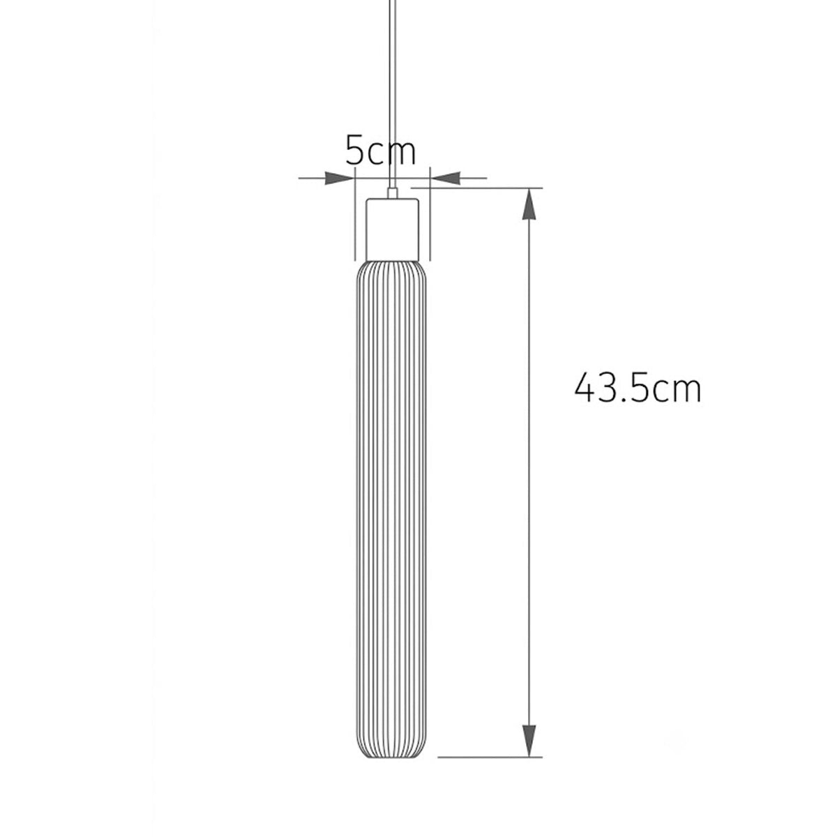 Dimension drawing of the cipher pendant light, in outline against white.