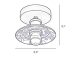 Dimension drawing of this Clérachic ceiling light, with its height and width marked.