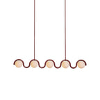 Clérachic Citheis five-head chandelier in burgundy on white, full wave profile visible.