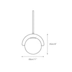 Dimension drawing of the single Clérachic Citheis pendant, 28cm/11in wide, 20cm/8in tall.