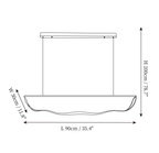 Dimension drawing of this Clérachic pendant light in the 90 cm length, with its height, length and width marked.