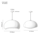 Clérachic pendant light dimension drawing, 30 cm, every measurement marked in centimetres and inches.