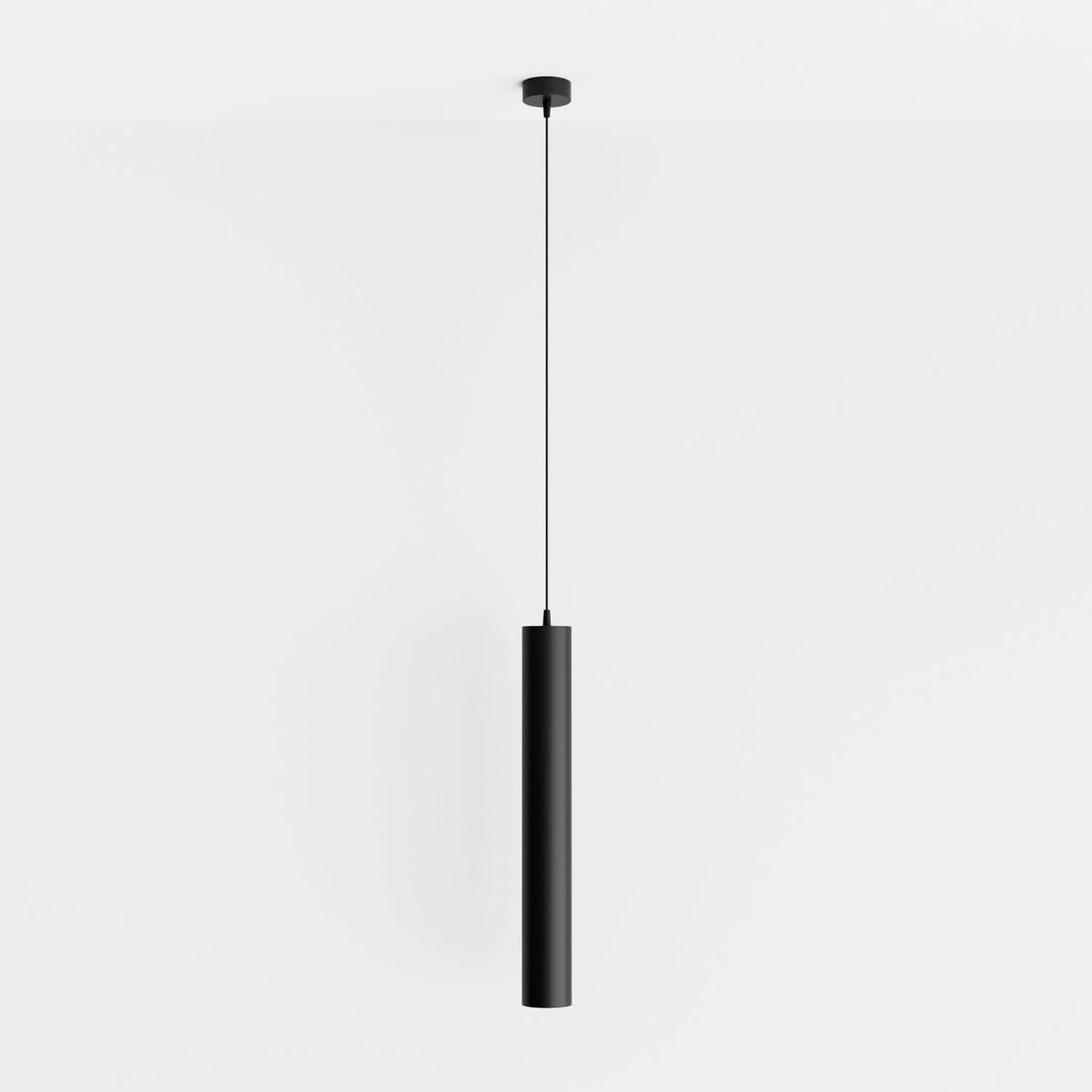 Clérachic cluster pendant light in matte black suspended on a fine cord from a compact round ceiling canopy.