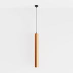 Clérachic cluster pendant light in brushed gold drops on a slim cord from a round black ceiling canopy on white.