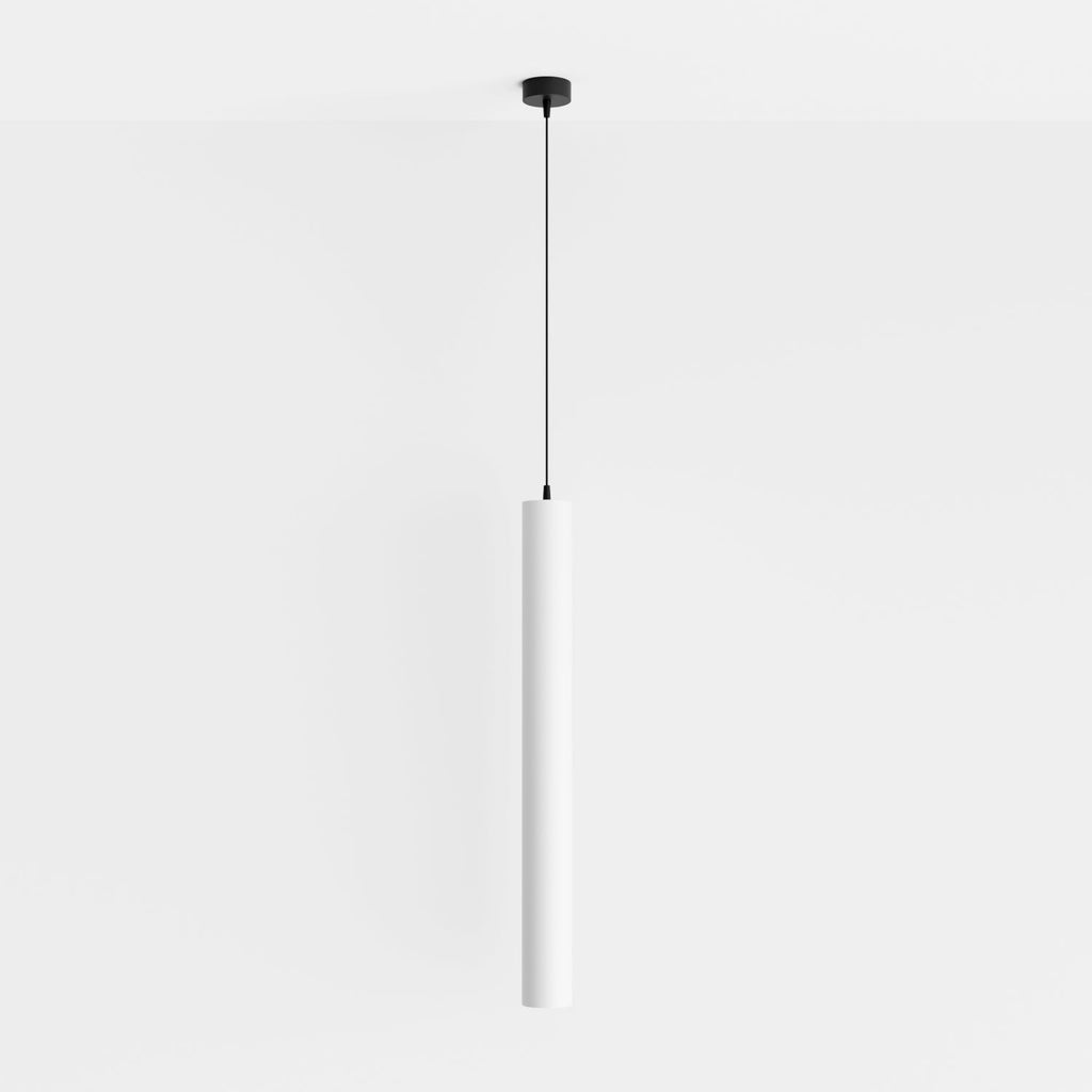 Clérachic cluster pendant light in matte white suspended from a compact black canopy against a soft white wall.