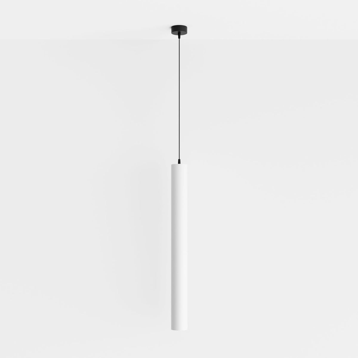 Clérachic cluster pendant light in matte white suspended from a compact black canopy against a soft white wall.