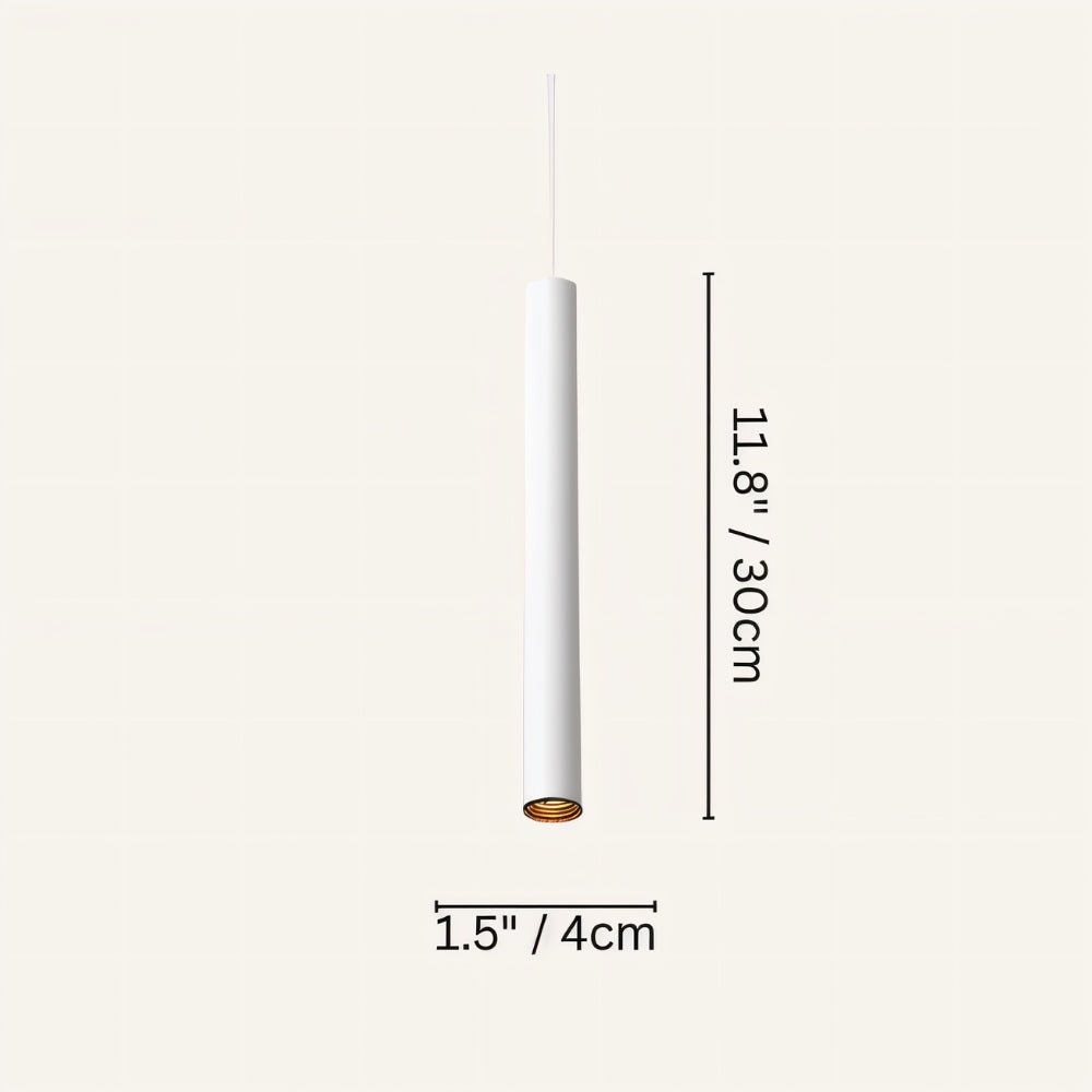 Clérachic cluster pendant light dimension diagram for the matte white 30 cm drop, 4 cm diameter, on a cream ground.